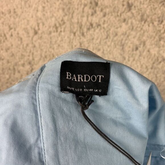 BARDOT NWT‎ Blue Jada Twist Crop Top Strapless Women’s Size Large Shirt Blouse - Picture 5 of 6